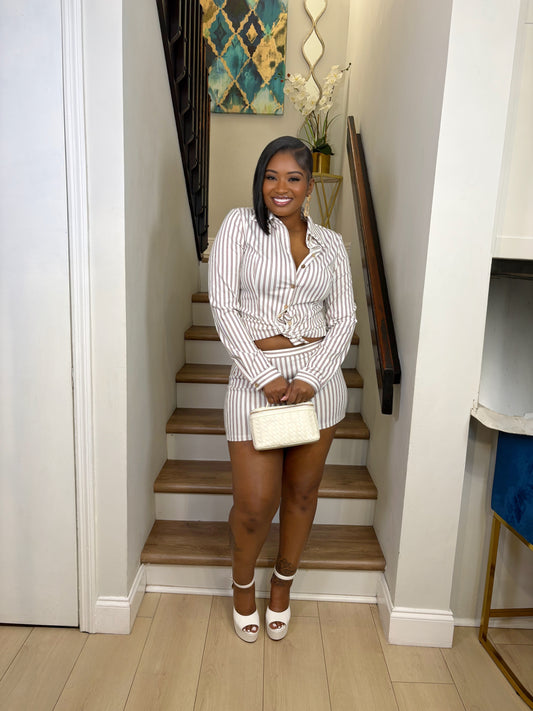 Chic Weekend Stripe Two-Piece Set