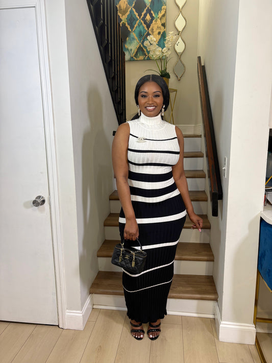Elegant Moment Turtleneck Sweater Midi Dress