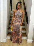 Halter Neck Printed Maxi Dress