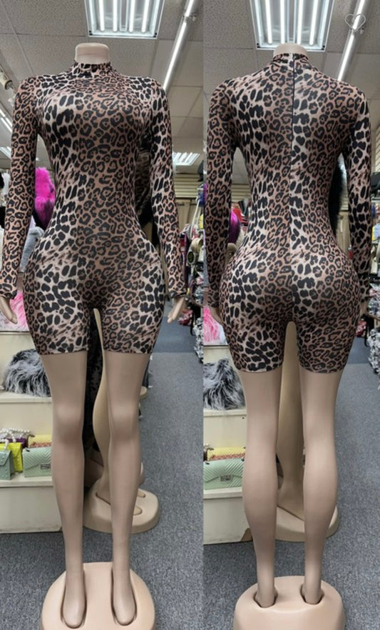 Wild Intentions Leopard Romper – Mocha