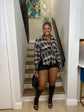 Deep V-Neck Plaid Top