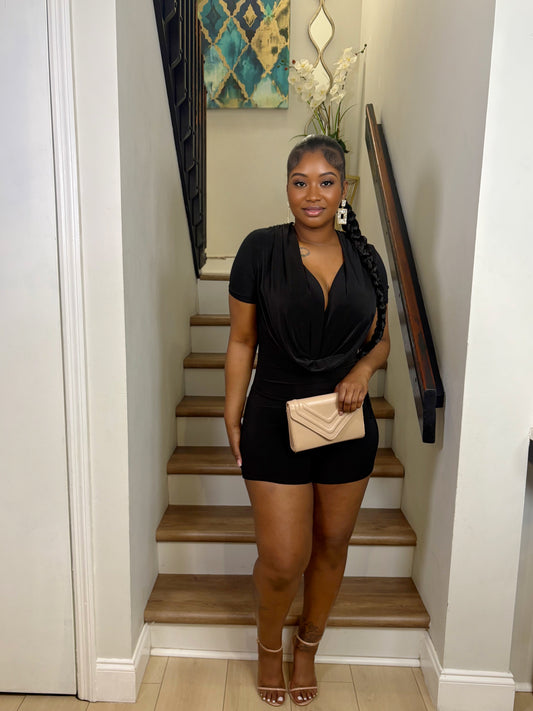 Midnight Luxe Draped Romper